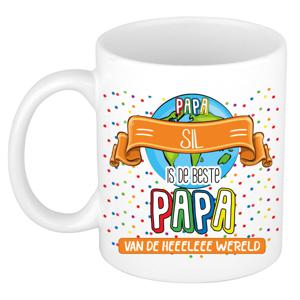 Naam mok papa Sill - wit - de beste - keramiek - 300 ml - Vaderdag/verjaardag