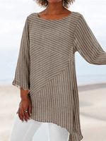 Striped Printed Casual Long Sleeve Blouse