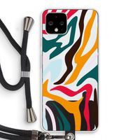 Colored Zebra: Pixel 4 Transparant Hoesje met koord