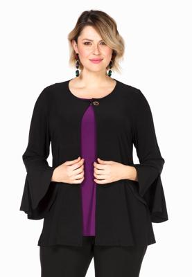 Yoek Cardi-jacket frilled cuff | Zwart | Maat 54/56