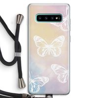 White butterfly: Samsung Galaxy S10 Plus Transparant Hoesje met koord