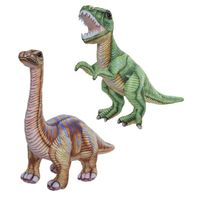 Speelgoed set van 2x pluche dino knuffels T-Rex en Apatosaurus van 30 cm - Knuffeldier - thumbnail