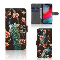 Apple iPhone 11 Pro Max | Telefoonhoesje | Met pasjeshouder | Pauw met Bloemen