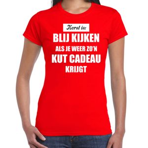 Rood fout kerstshirt / t-shirt Kerst is blij kijken / kut cadeau outfit dames