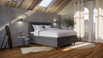 OP=OP Elektrische Boxspring Otto 160 x 200 Antraciet | Incl voetbord