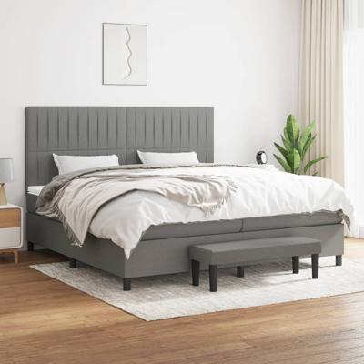 Boxspring met matras stof donkergrijs 200x200 cm