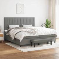 Boxspring met matras stof donkergrijs 200x200 cm