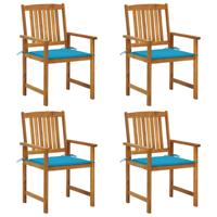 Tuinstoelen 4 st met kussens massief acaciahout