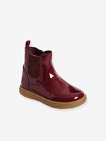 Gelakte boots met rits en elastiek voor meisjesbaby bordeaux - thumbnail