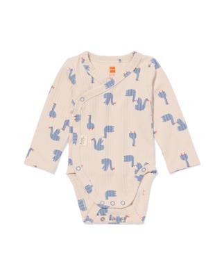 HEMA Newborn Meegroei Overslagromper Rib Eenden Ecru (ecru)