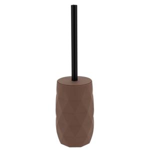 WC/toiletborstel in houder Diamond - bruin - kunststof - 8 x 34 cm
