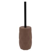 WC/toiletborstel in houder Diamond - bruin - kunststof - 8 x 34 cm