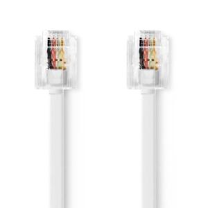 Nedis Telecomkabel | RJ11 Male | RJ11 Male | 2.00 m | Kabel design: Plat | Connectorplating: Goud Verguld | Kabeltype: RJ11 | Wit | Label -