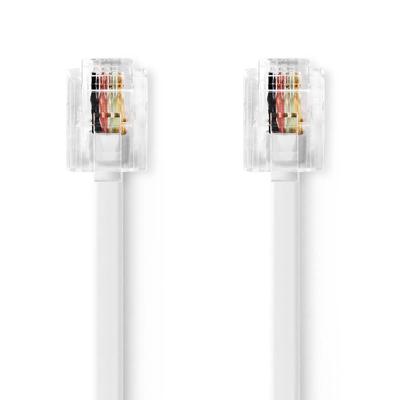 Nedis Telecomkabel | RJ11 Male | RJ11 Male | 2.00 m | Kabel design: Plat | Connectorplating: Goud Verguld | Kabeltype: RJ11 | Wit | Label -