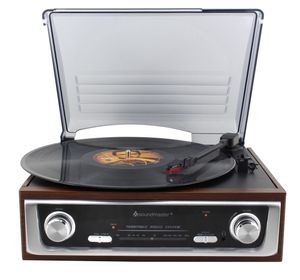 Soundmaster PL196H - Nostalgische platenspeler met radio en ingebouwde speakers