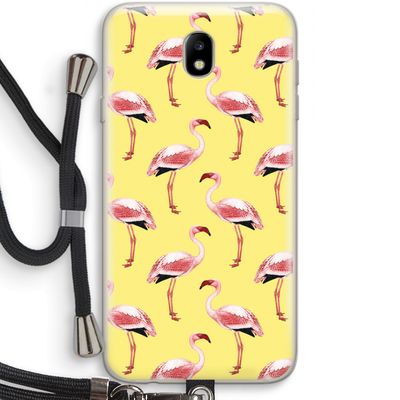 Flamingo's geel: Samsung Galaxy J7 (2017) Transparant Hoesje met koord