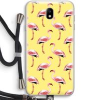 Flamingo's geel: Samsung Galaxy J7 (2017) Transparant Hoesje met koord