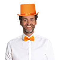 Carnaval verkleedset hoed en strik - oranje - volwassenen/unisex - feestkleding accessoires