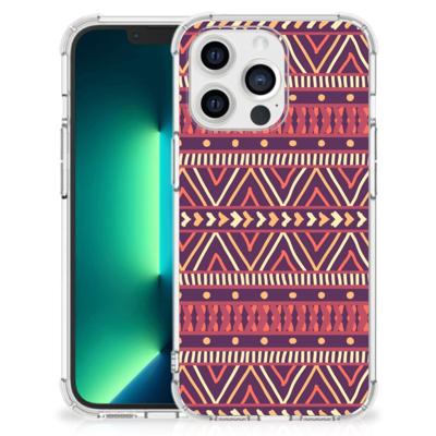 iPhone 13 Pro Max Doorzichtige Silicone Hoesje Aztec Paars iPhone 13 Pro Max Doorzichtige Silicone Hoesje Aztec Paars