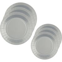 Santex Feest borden set - 40x stuks - zilver - 17 cm en 22 cm - Feestbordjes - thumbnail
