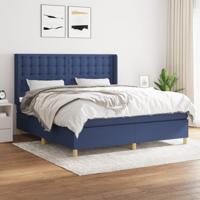 Boxspring met matras stof blauw 160x200 cm
