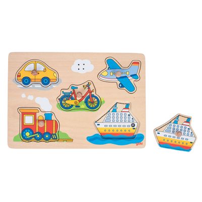 Goki noppenpuzzel voertuigen met geluid, 5st.
