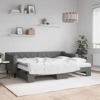 Slaapbank onderschuifbed matrassen 80x200 cm stof donkergrijs