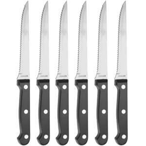 Steakmessen - set 6x - zwart - RVS - vaatwasserbestendig - vleesmessen