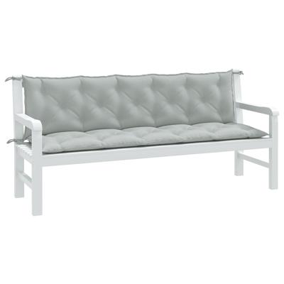 VidaXL Tuinbankkussens 2 st 180x50x7 cm stof gemêleerd lichtgrijs