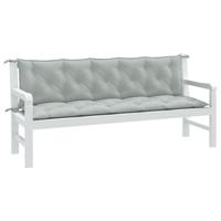 VidaXL Tuinbankkussens 2 st 180x50x7 cm stof gemêleerd lichtgrijs