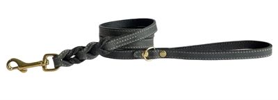 Sazzz hondenriem passion braided leer zwart