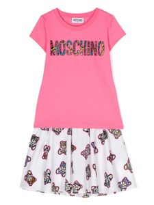 Moschino Kids survêtement en coton à logo imprimé - Rose