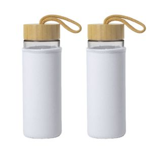 4x Stuks glazen waterfles/drinkfles met witte softshell bescherm hoes 530 ml