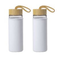 4x Stuks glazen waterfles/drinkfles met witte softshell bescherm hoes 530 ml