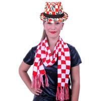 Carnaval Brabant thema - Kojak hoed en feest sjaal - rood/wit geblokt