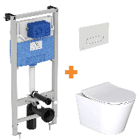 Luca Varess Spirello hangend toilet mat wit randloos met inbouwreservoir en gratis Ideal Standard Oleas M1 mat chroom bedieningspaneel