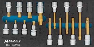 HAZET Dopsleutelbitset - XZN 163-482/15 - 1/2 inch (12,5 mm) vierkant hol - Binnenveeltandprofiel XZN - 15-delig - M5 - M12