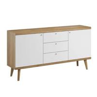 Meubella Dressoir Primavera - Wit - Licht eiken - 160 cm - thumbnail