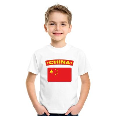 Supporters kleding - t-shirt van vlag China - wit - voor kinderen - korte mouwen - sport Supporters kleding - t-shirt van vlag China - wit - voor kinderen - korte mouwen - sport