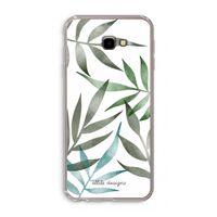 Tropical watercolor leaves: Samsung Galaxy J4 Plus Transparant Hoesje
