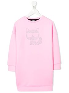 Karl Lagerfeld Kids robe-sweat à logo strassé - Rose