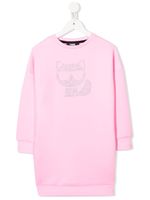 Karl Lagerfeld Kids robe-sweat à logo strassé - Rose - thumbnail