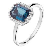 TFT Ring London Blue Topaas En Diamant 0.10ct H SI Witgoud