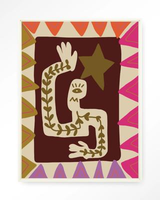 Urban Cotton Wandkleed 'Wave' 110 x 145cm in Floating Frame - off white