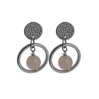 Flow Jewels Hang Oorbellen Arya Roze Steentje Zilver - thumbnail