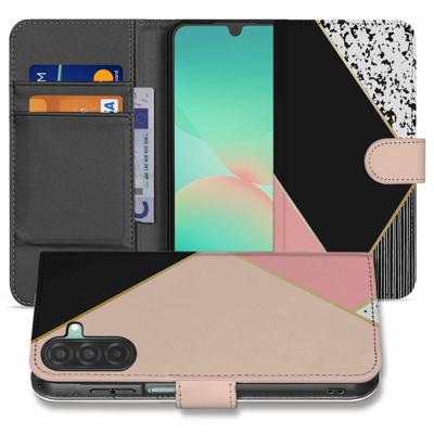 Samsung Galaxy A26 Black Pink Shapes | Book Case |