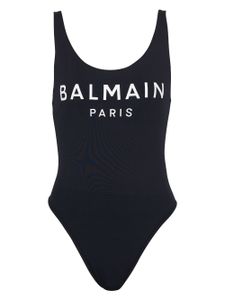 Balmain maillot de bain à logo imprimé - Noir