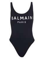 Balmain maillot de bain à logo imprimé - Noir