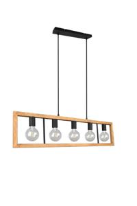 Trio Hanglamp Agra 4-lichts hout met zwart 313800532