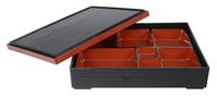 Zwart/Rode Bento Box - Lacquerware -30 x 24cm - thumbnail